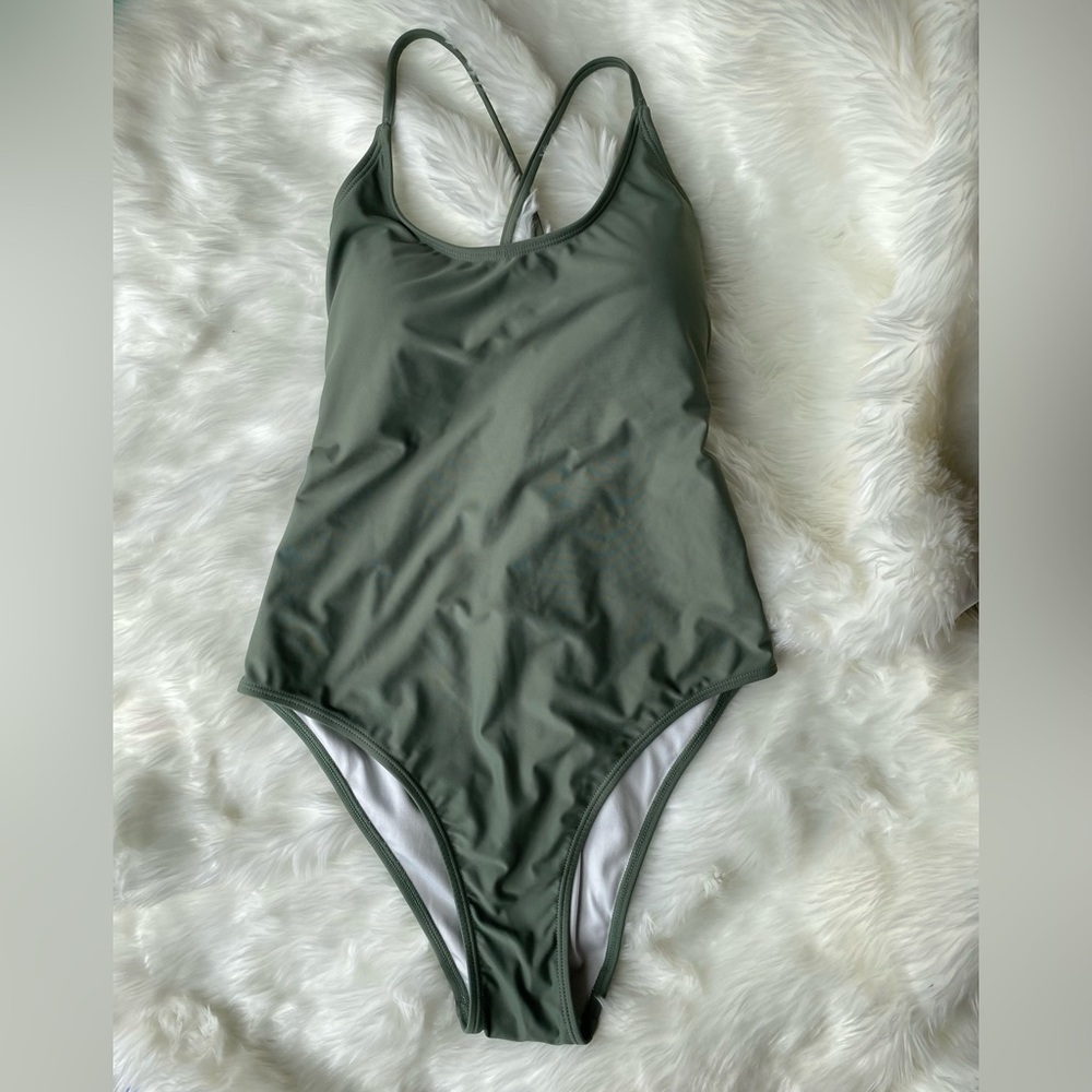 SHEIN One Piece Swimsuit, Size M, Olive Green